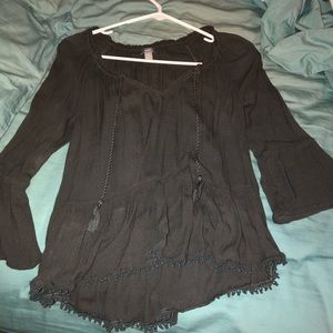 aerie grey bell sleeved blouse